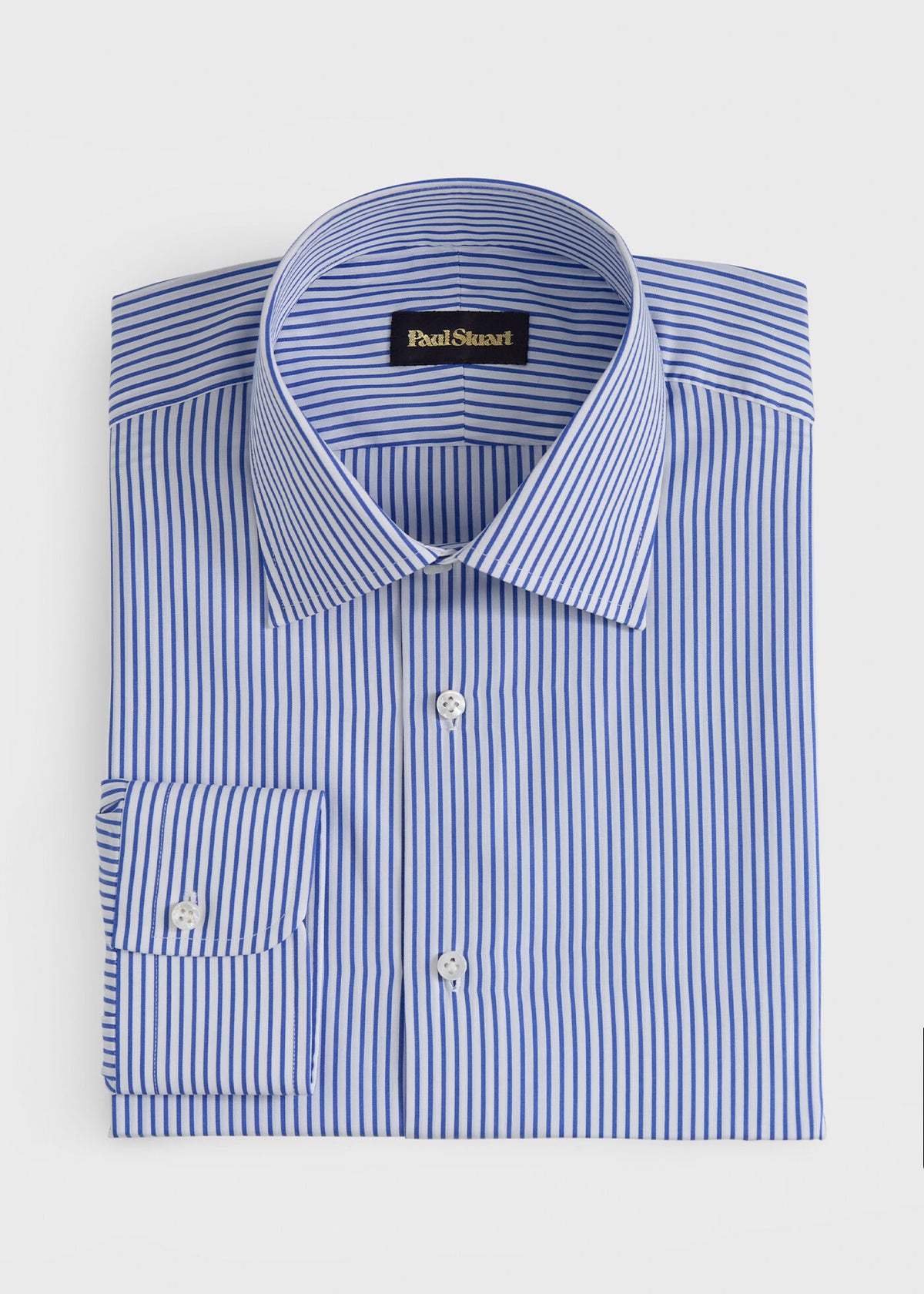 Hand-Finished Stripe Dress Shirt Blue/White - Paul Stuart