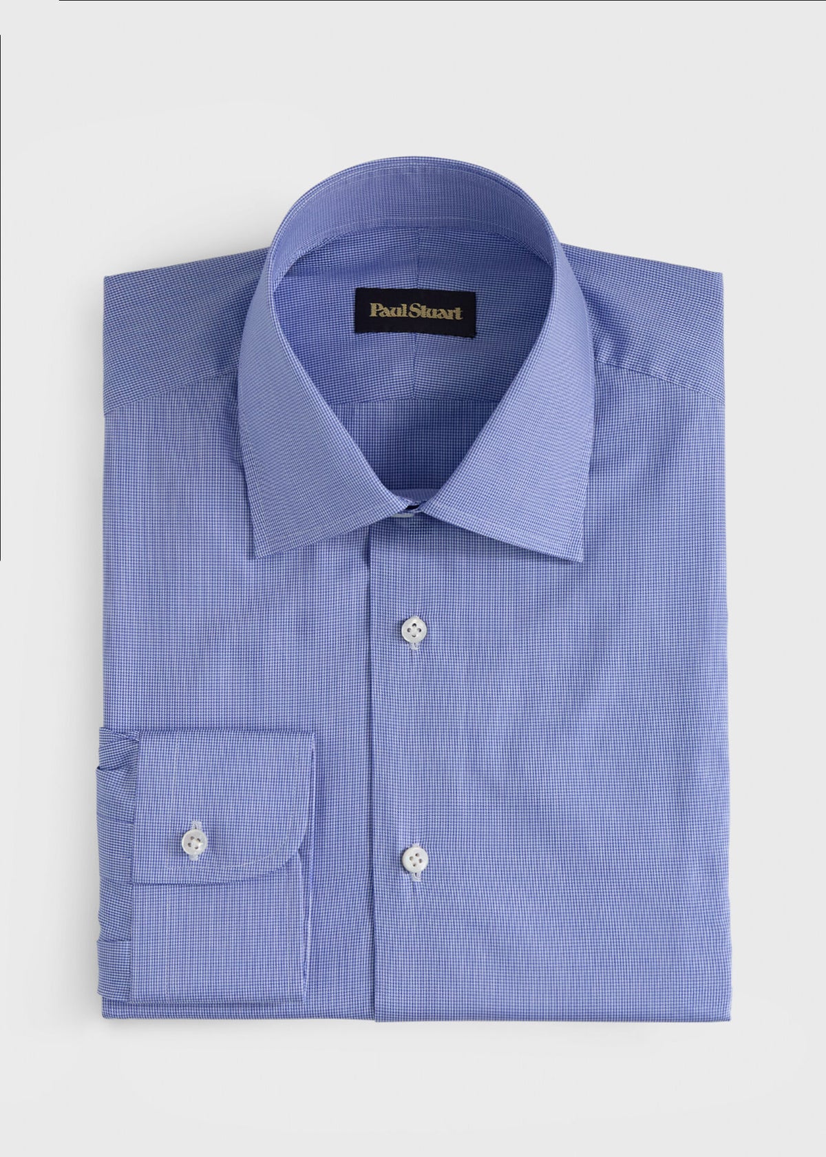 Hand-Finished Gingham Dress Shirt Blue - Paul Stuart
