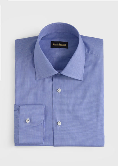 Hand-Finished Gingham Dress Shirt Blue - Paul Stuart