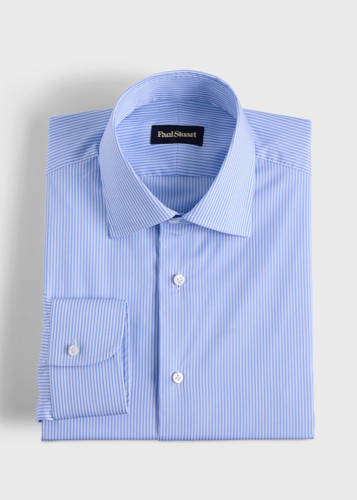 Handmade Narrow Bengal Stripe Dress Shirt Light Blue - Paul Stuart
