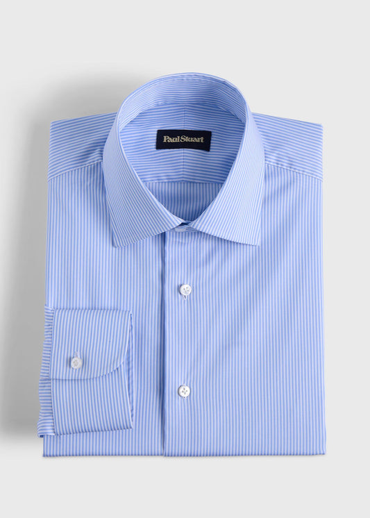Handmade Narrow Bengal Stripe Dress Shirt Light Blue - Paul Stuart
