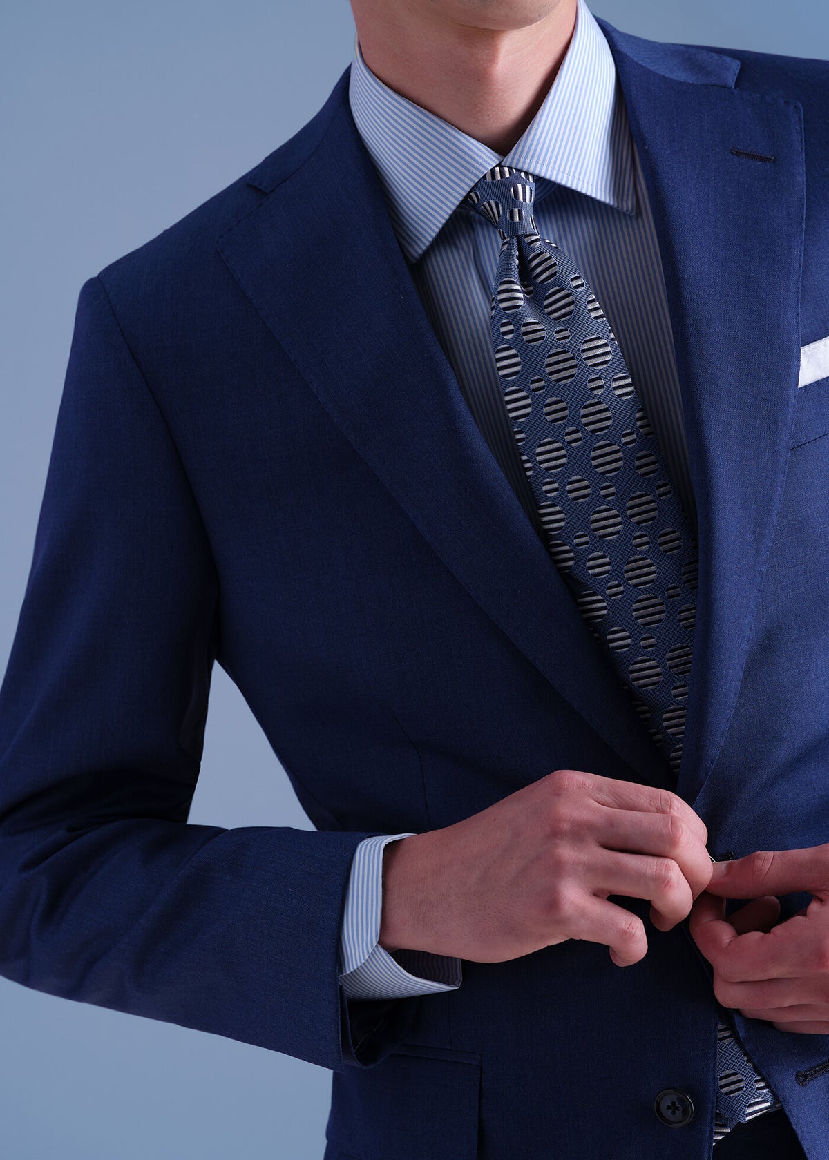 Handmade Narrow Bengal Stripe Dress Shirt Light Blue - Paul Stuart