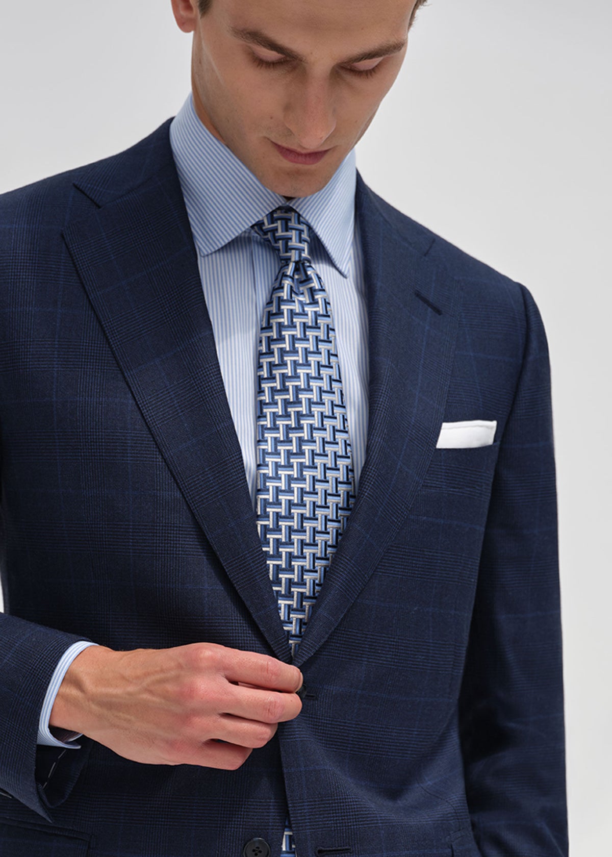 Handmade Narrow Bengal Stripe Dress Shirt Light Blue - Paul Stuart