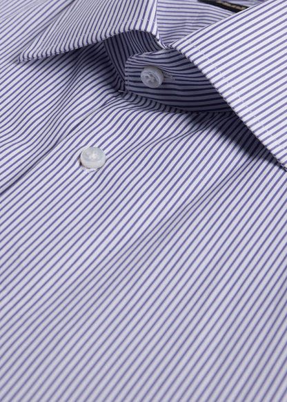 Handmade Micro Stripe Dress Shirt Purple - Paul Stuart