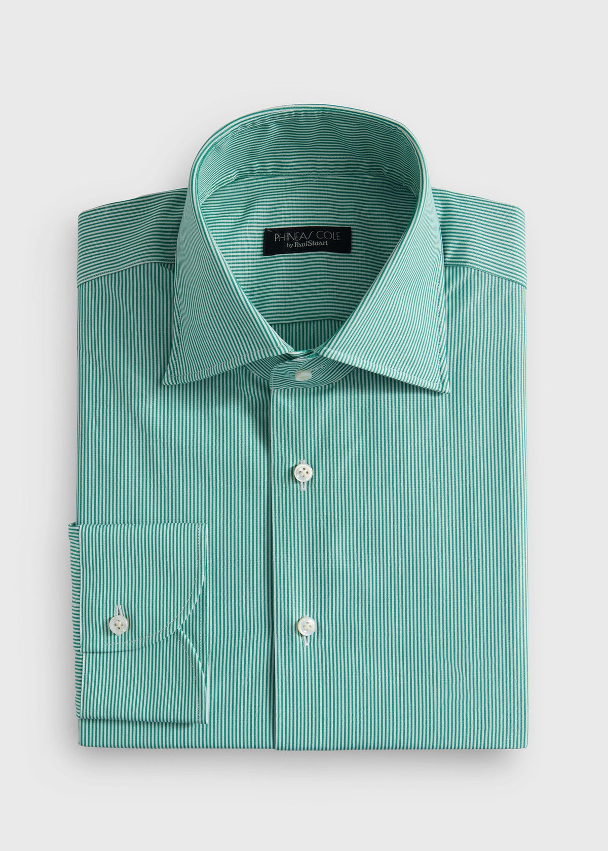 Narrow Stripe Dress Shirt Green - Paul Stuart