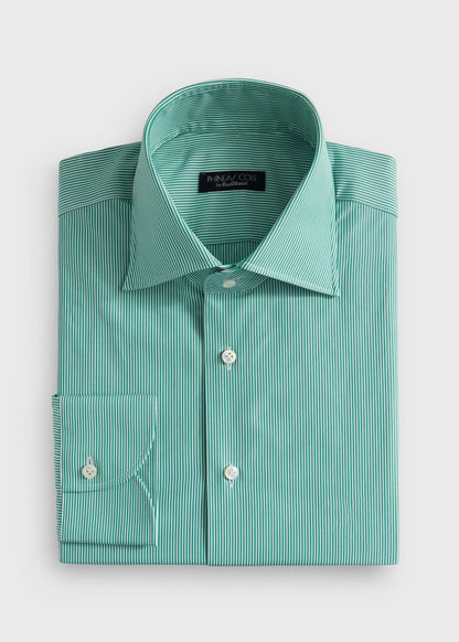 Narrow Stripe Dress Shirt Green - Paul Stuart