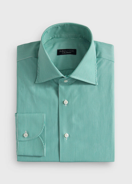 Narrow Stripe Dress Shirt Green - Paul Stuart