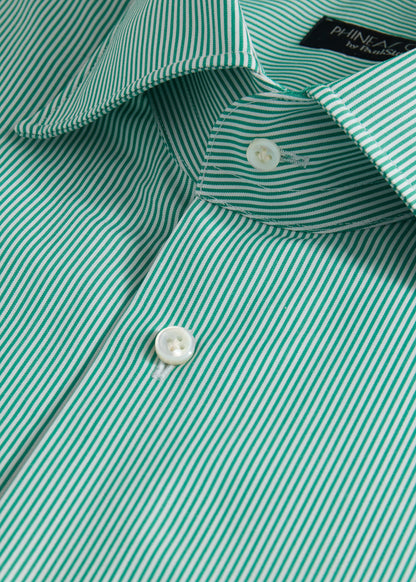Narrow Stripe Dress Shirt Green - Paul Stuart