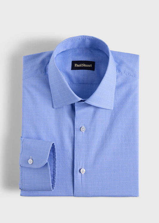 Handmade Glenn Plaid Dress Shirt Light Blue - Paul Stuart