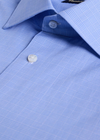 Handmade Glenn Plaid Dress Shirt Light Blue - Paul Stuart