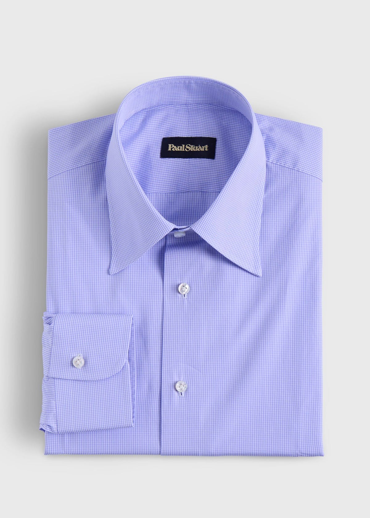 Handmade Micro Gingham Dress Shirt Lilac - Paul Stuart