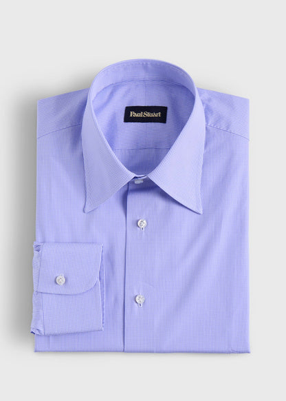 Handmade Micro Gingham Dress Shirt Lilac - Paul Stuart