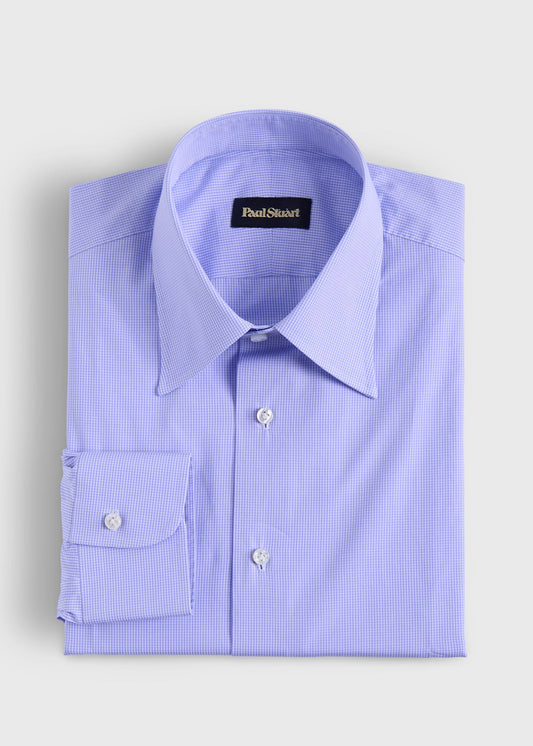 Handmade Micro Gingham Dress Shirt Lilac - Paul Stuart