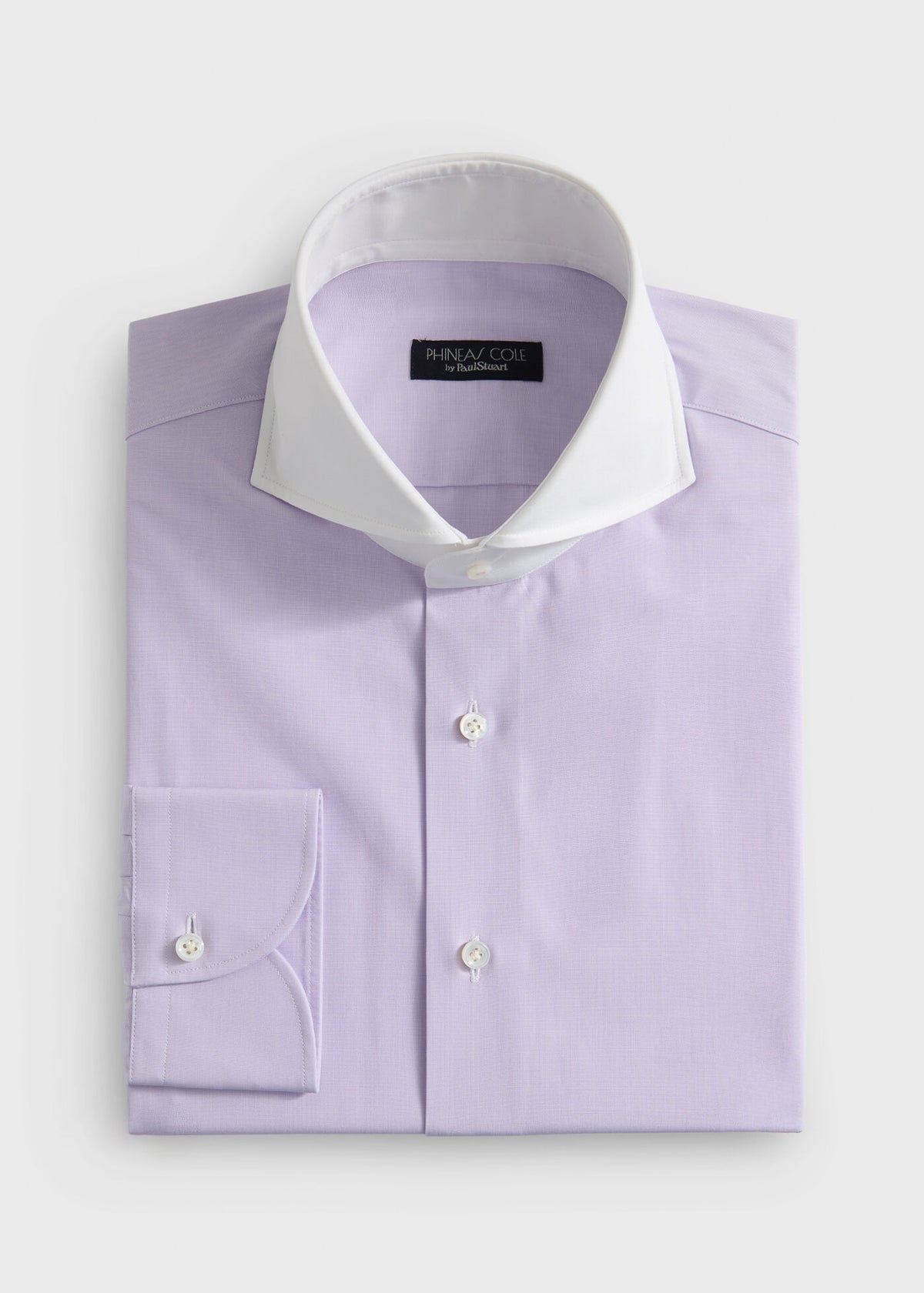 Contrast Collar Cotton Dress Shirt Lilac - Paul Stuart