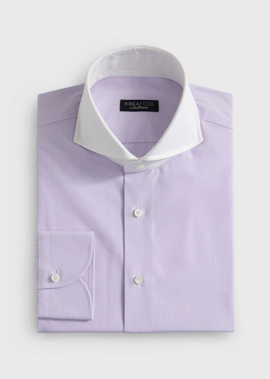 Contrast Collar Cotton Dress Shirt Lilac - Paul Stuart