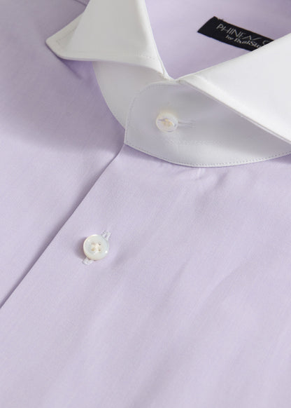 Contrast Collar Cotton Dress Shirt Lilac - Paul Stuart
