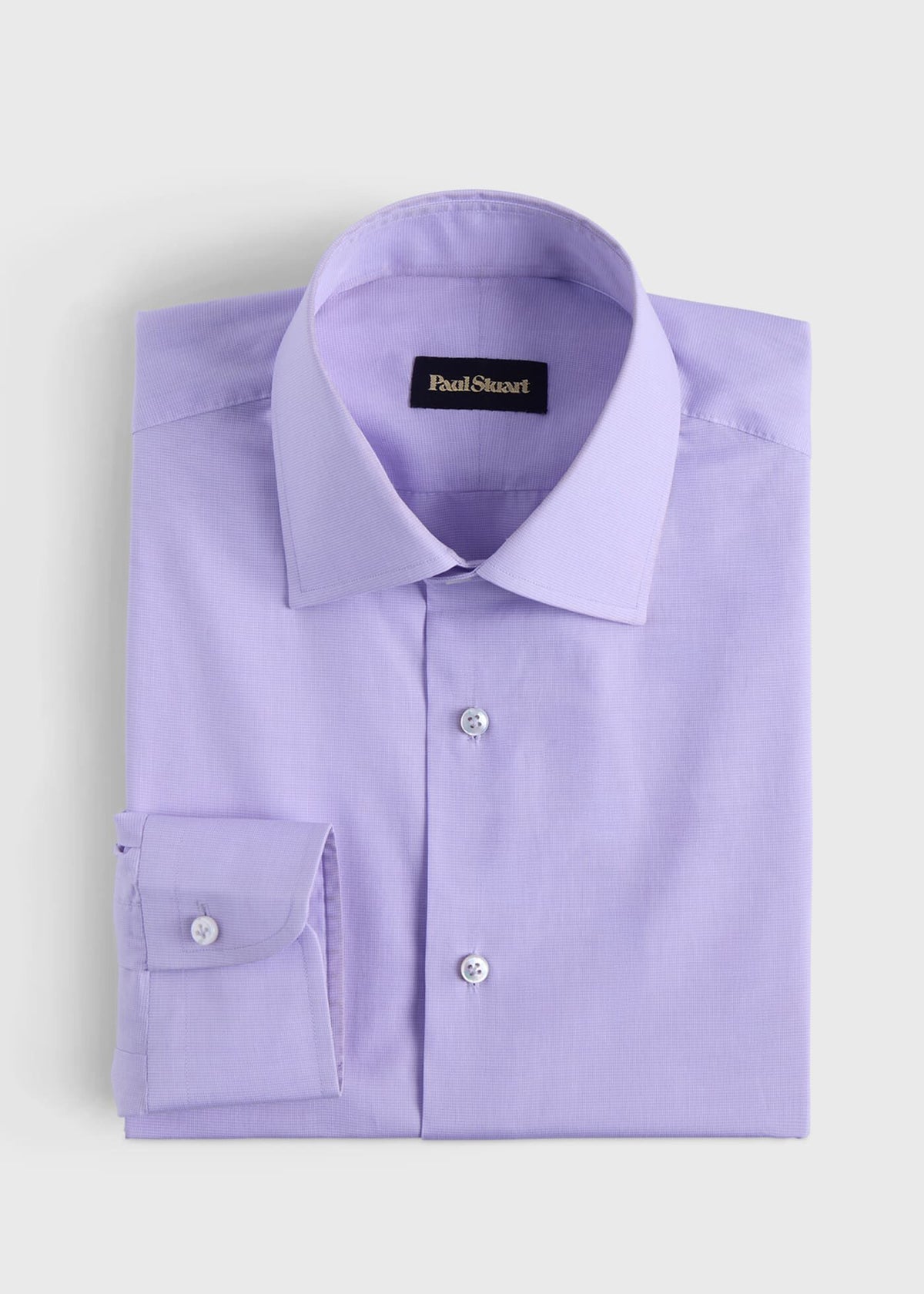 Handmade Micro Check Dress Shirt Lilac - Paul Stuart
