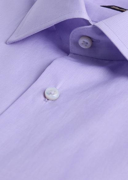 Handmade Micro Check Dress Shirt Lilac - Paul Stuart