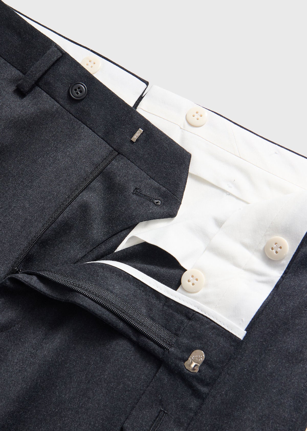 Wool & Cashmere Flannel Trouser Charcoal - Paul Stuart