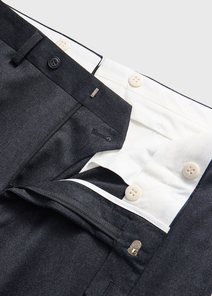 Wool & Cashmere Flannel Trouser Charcoal - Paul Stuart