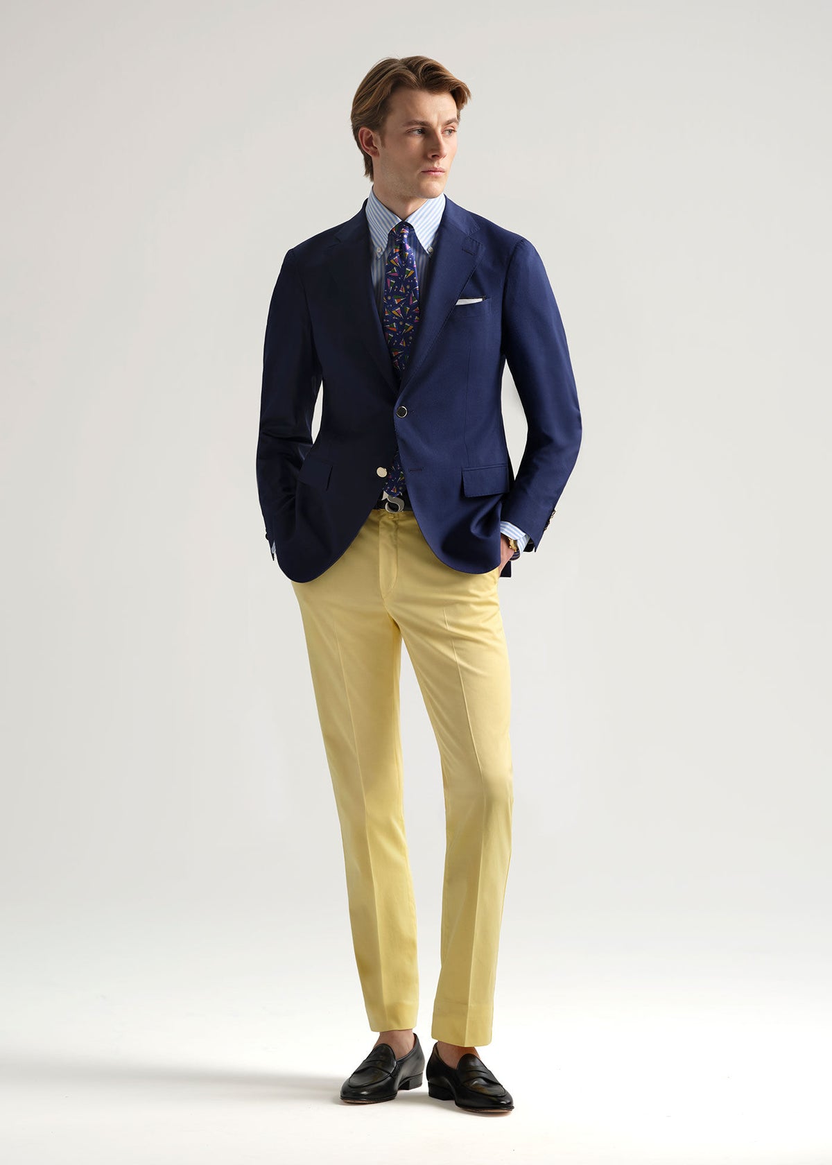 Cotton & Silk Garment Dyed Trouser Lavender - Paul Stuart