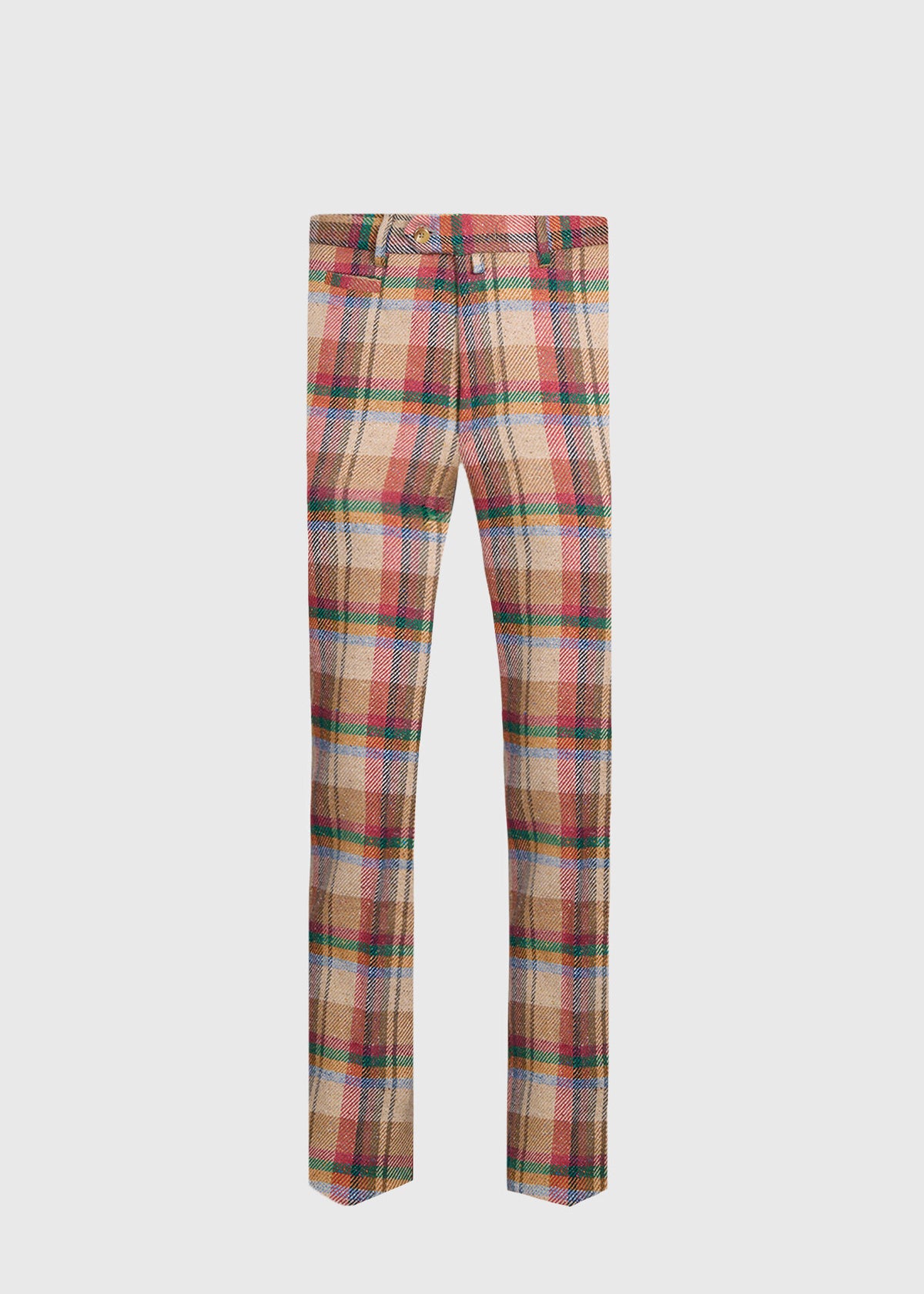 Linen Plaid Dress Trouser Tan/Multi - Paul Stuart
