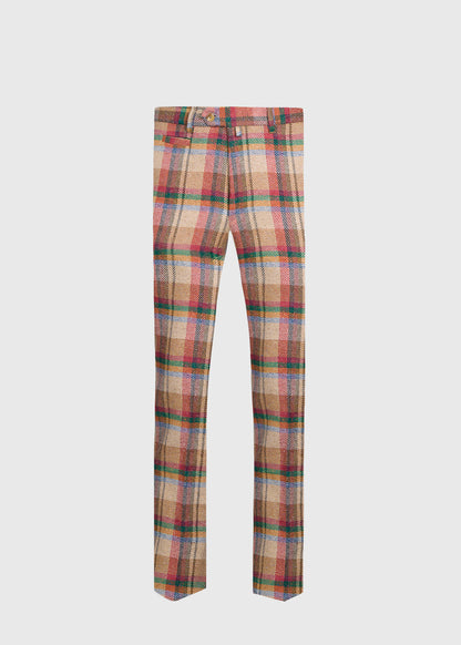 Linen Plaid Dress Trouser Tan/Multi - Paul Stuart