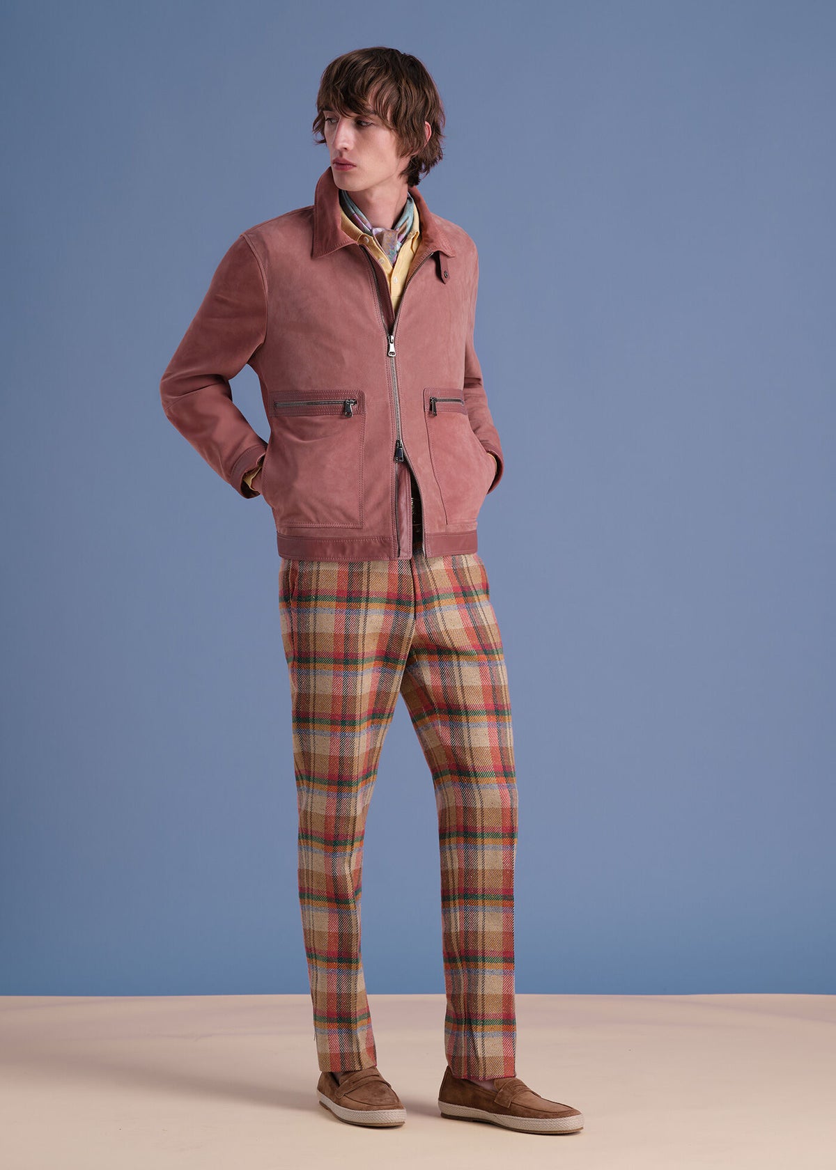 Linen Plaid Dress Trouser Tan/Multi - Paul Stuart