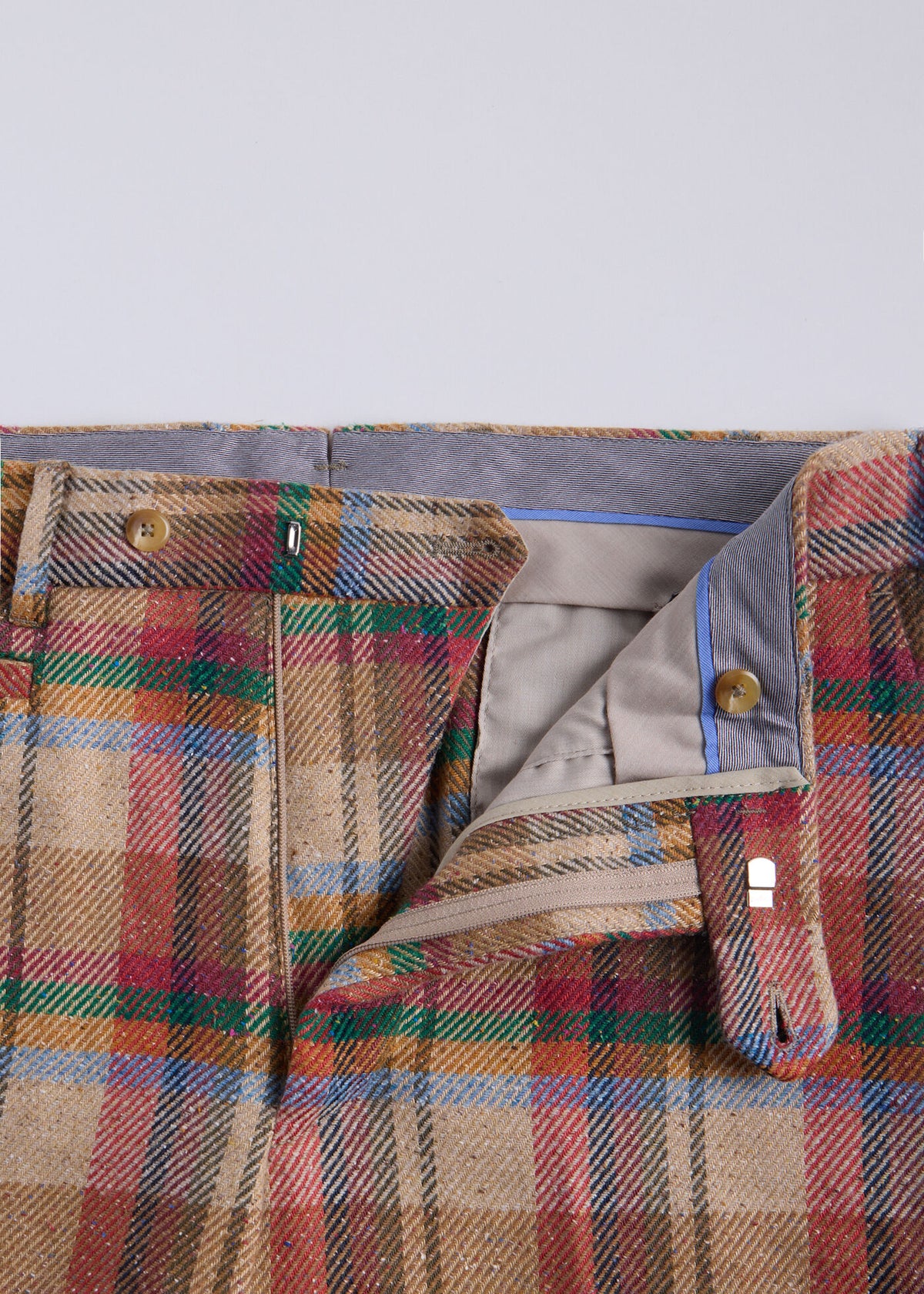 Linen Plaid Dress Trouser Tan/Multi - Paul Stuart