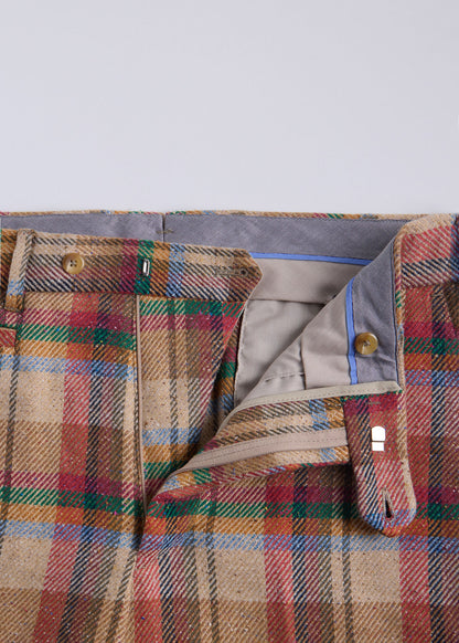 Linen Plaid Dress Trouser Tan/Multi - Paul Stuart