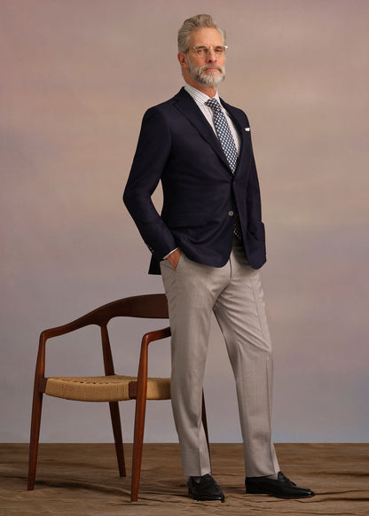 Super 110s All Year Wool Dress Trouser Pearl Grey - Paul Stuart