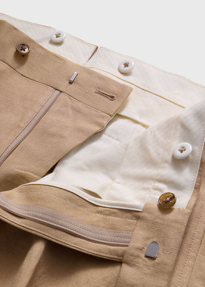 Linen Dress Trousers Tan - Paul Stuart