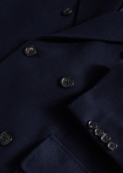 Super 170s Double-Breasted Coat Navy - Paul Stuart