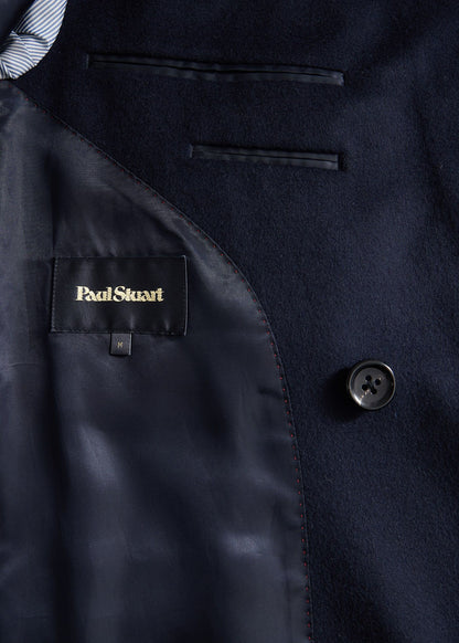 Super 170s Double-Breasted Coat Navy - Paul Stuart