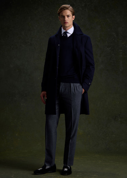 Super 170s Wool Water Repellent Coat Navy - Paul Stuart