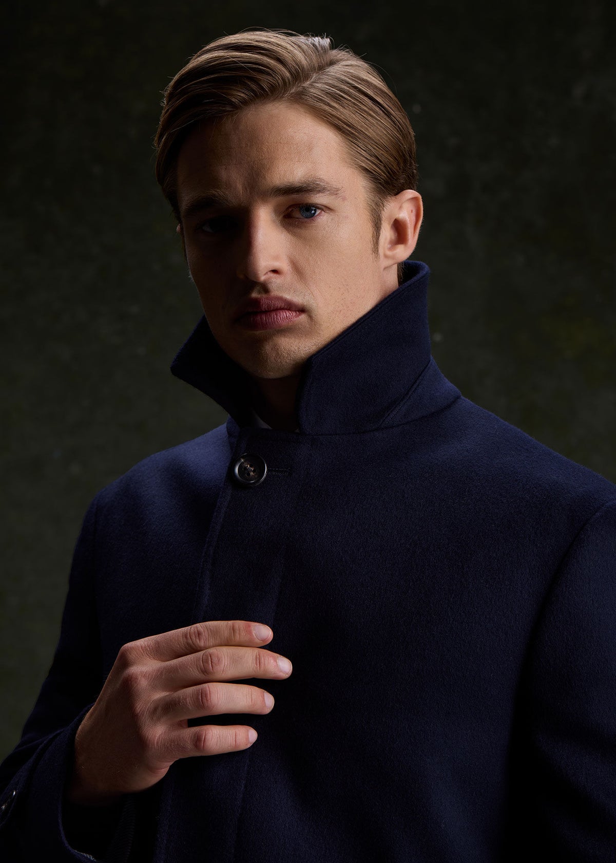 Super 170s Wool Water Repellent Coat Navy - Paul Stuart
