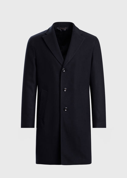 Single Breasted Wool Overcoat Black - Paul Stuart