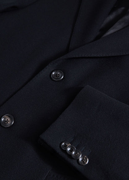 Single Breasted Wool Overcoat Black - Paul Stuart