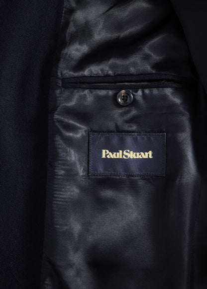 Single Breasted Wool Overcoat Black - Paul Stuart