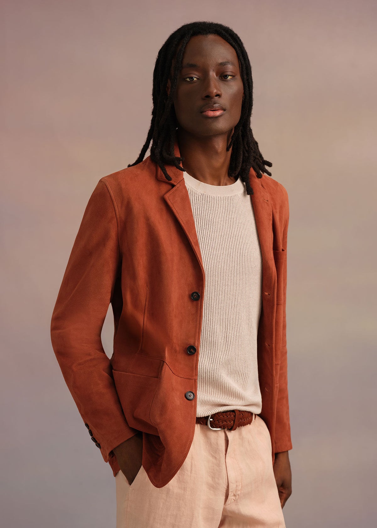 Classic Suede Jacket Brick - Paul Stuart