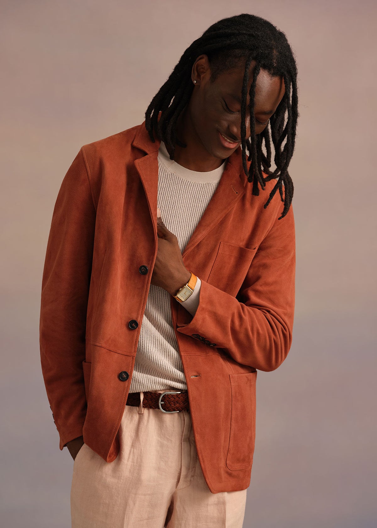 Classic Suede Jacket Brick - Paul Stuart