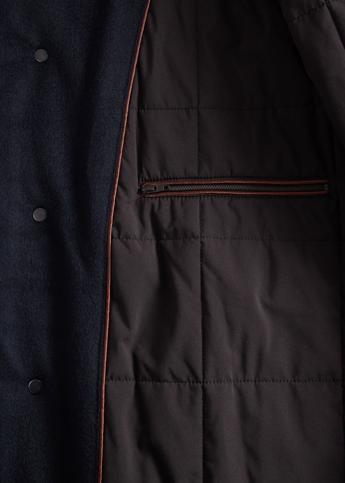 Cashmere Coat with Faux Fur Collar Navy - Paul Stuart