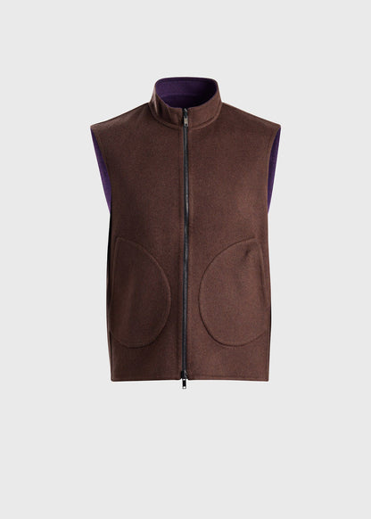 Double Faced Cashmere Reversible Vest Brown/Purple - Paul Stuart