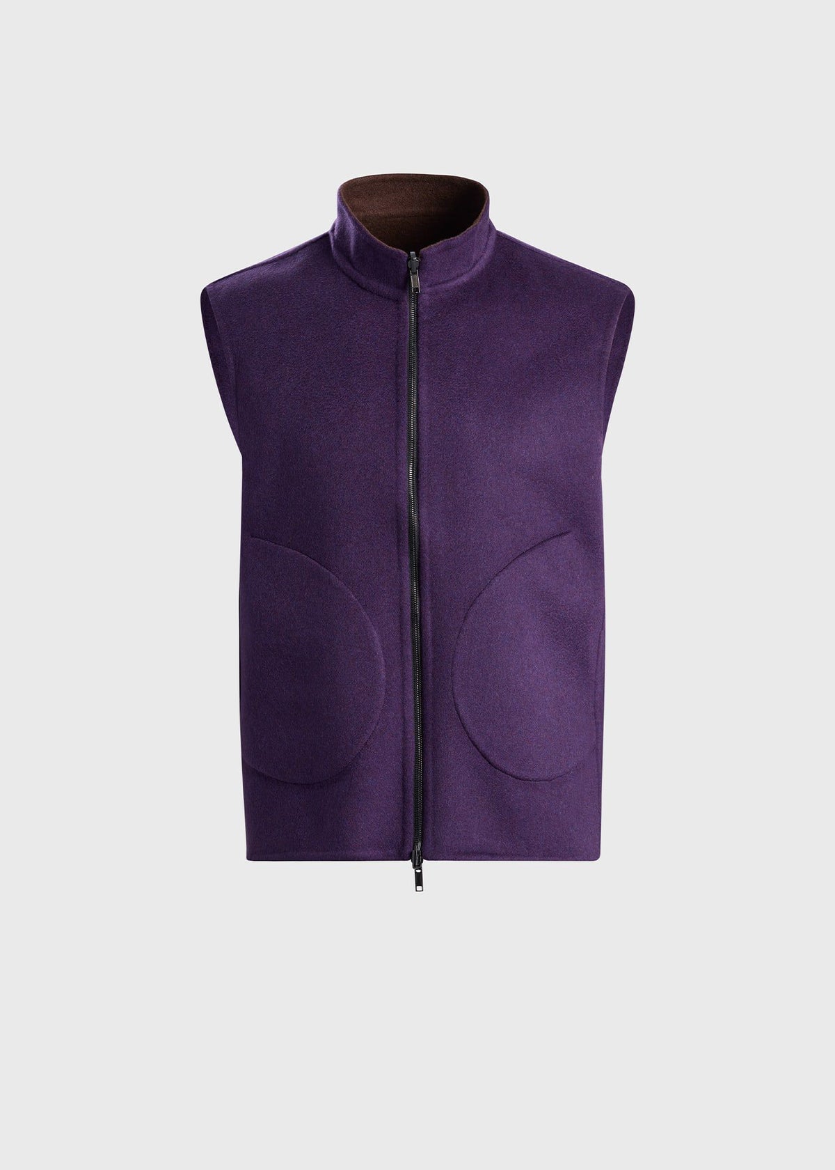 Double Faced Cashmere Reversible Vest Brown/Purple - Paul Stuart