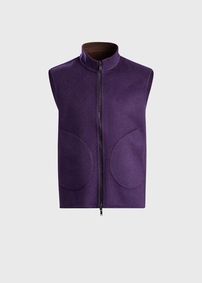 Double Faced Cashmere Reversible Vest Brown/Purple - Paul Stuart