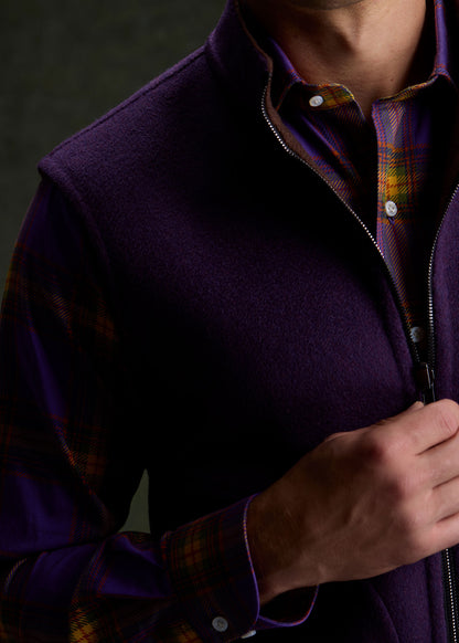 Double Faced Cashmere Reversible Vest Brown/Purple - Paul Stuart