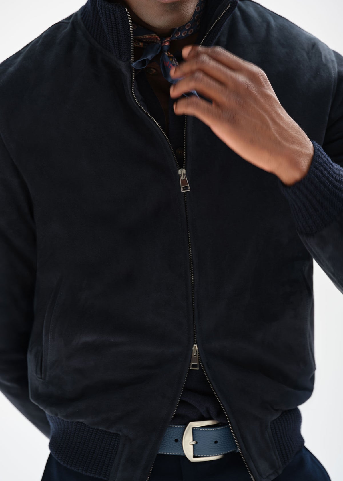 Suede Blouson Jacket Navy - Paul Stuart