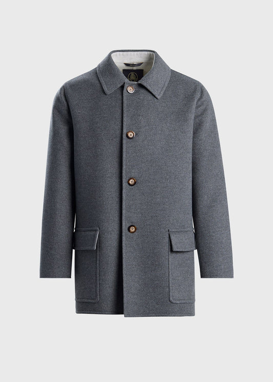 Double Faced Cashmere Coat Grey/Cream - Paul Stuart