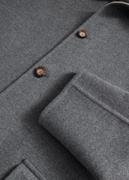 Double Faced Cashmere Coat Grey/Cream - Paul Stuart