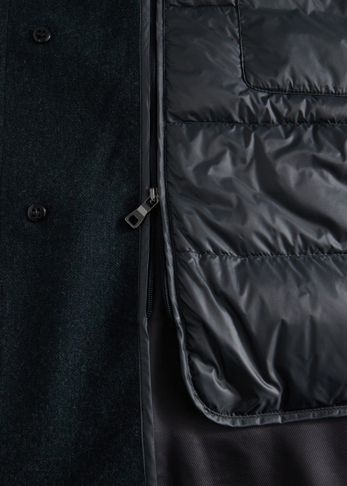 Cashmere Coat with Detachable Down Jacket Dark Grey - Paul Stuart